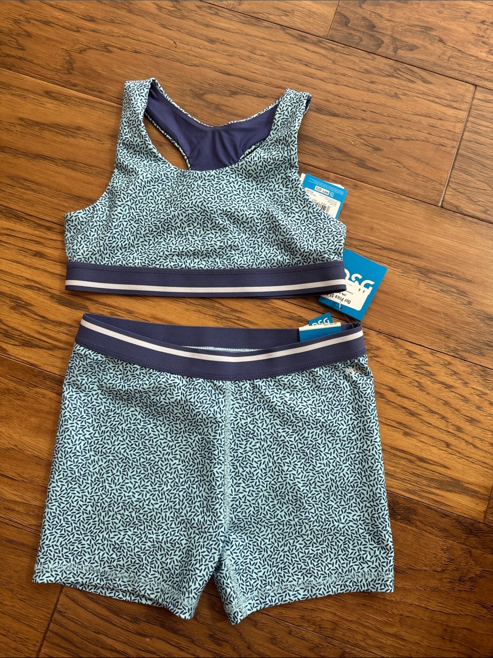 DSG Girls Navy & Light Blue Printed Active Shorts Set